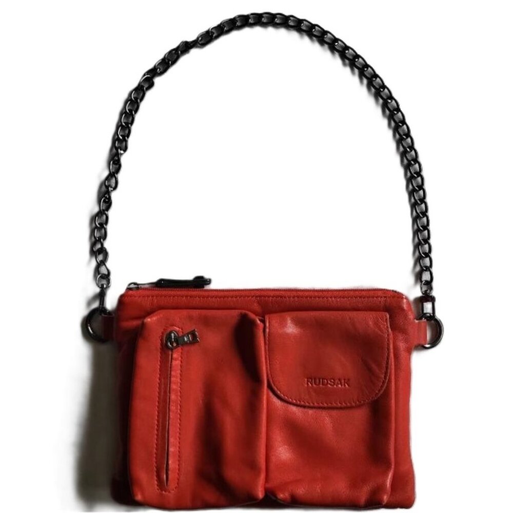 Red leather RUDSAK crossbody bag - Picture 3 of 15